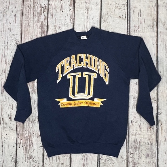 Vintage Teaching University 1980s Best Teacher Sweatshirt 80s - Picture 1 of 5